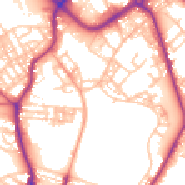 Daytime road noise heatmap for ST1 4DX