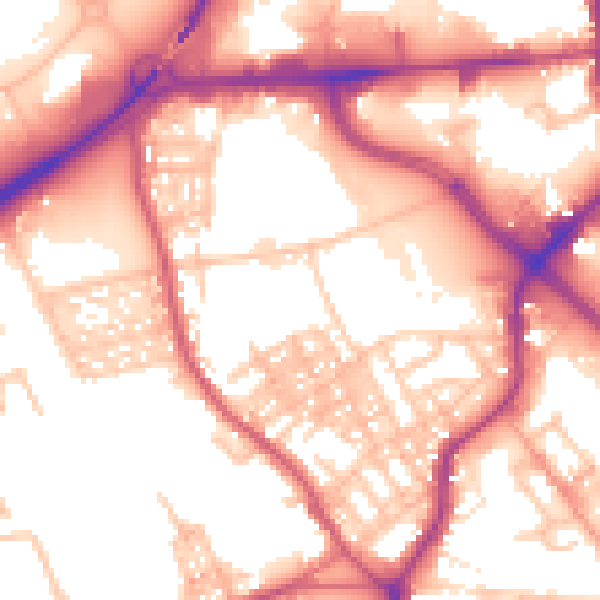 Daytime road noise heatmap for ST1 4DZ