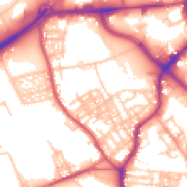Daytime road noise heatmap for ST1 4JU