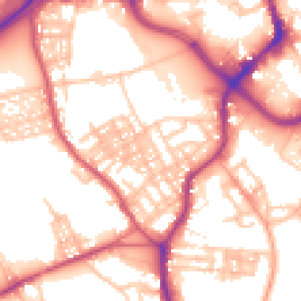 Daytime road noise heatmap for ST1 4LE