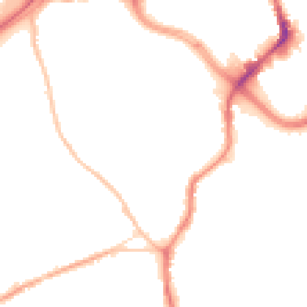 Night-time road noise heatmap for ST1 4LE
