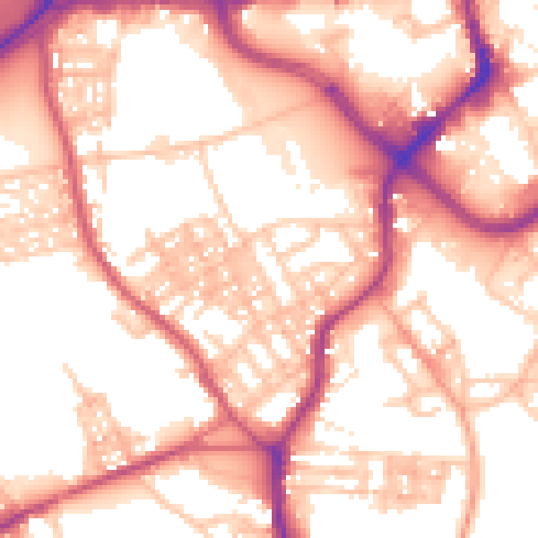 Daytime road noise heatmap for ST1 4LF