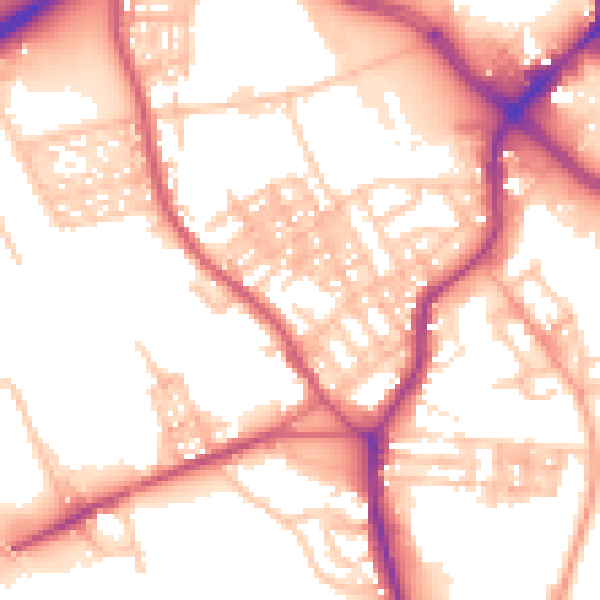 Daytime road noise heatmap for ST1 4LP