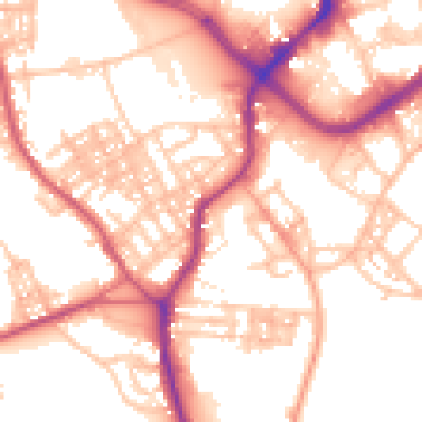 Daytime road noise heatmap for ST1 4LR