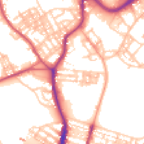 Daytime road noise heatmap for ST1 4NW