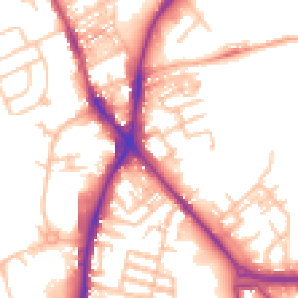 Daytime road noise heatmap for ST1 5DF