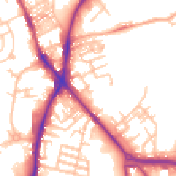 Daytime road noise heatmap for ST1 5ED