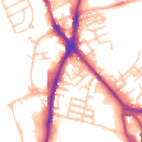 Daytime road noise heatmap for ST1 5EW
