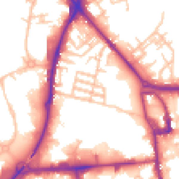 Daytime road noise heatmap for ST1 5JB