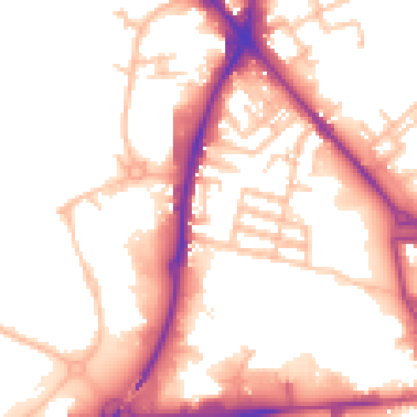 Daytime road noise heatmap for ST1 5JN