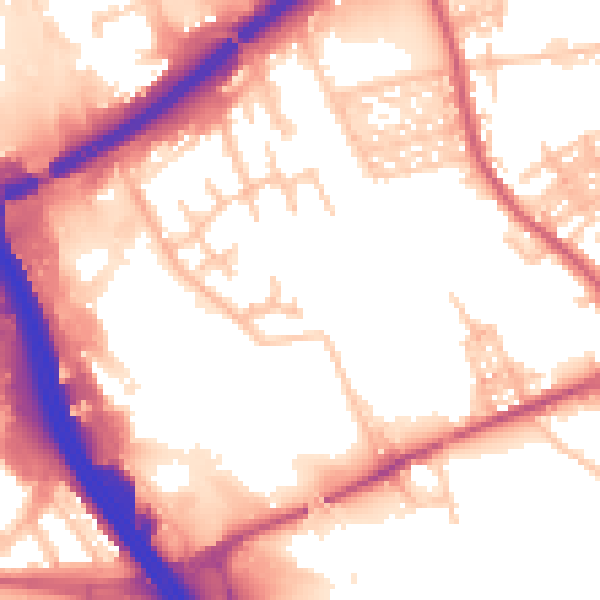 Daytime road noise heatmap for ST1 5PY