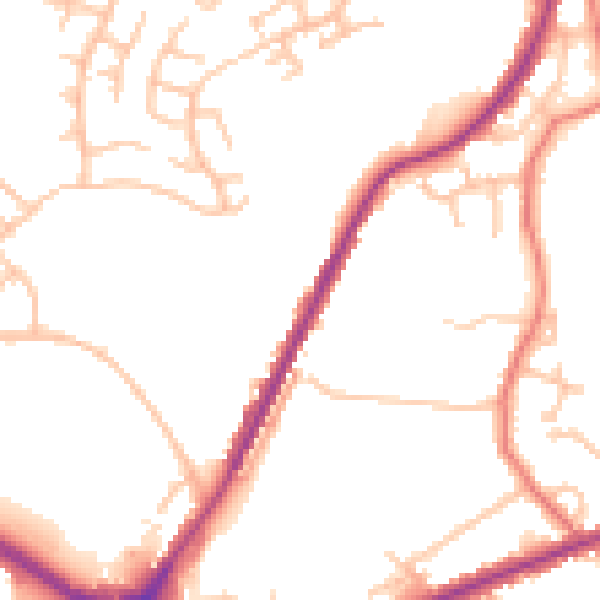 Daytime road noise heatmap for ST1 6AQ