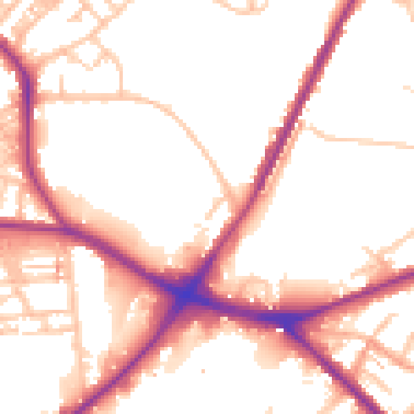 Daytime road noise heatmap for ST1 6AW