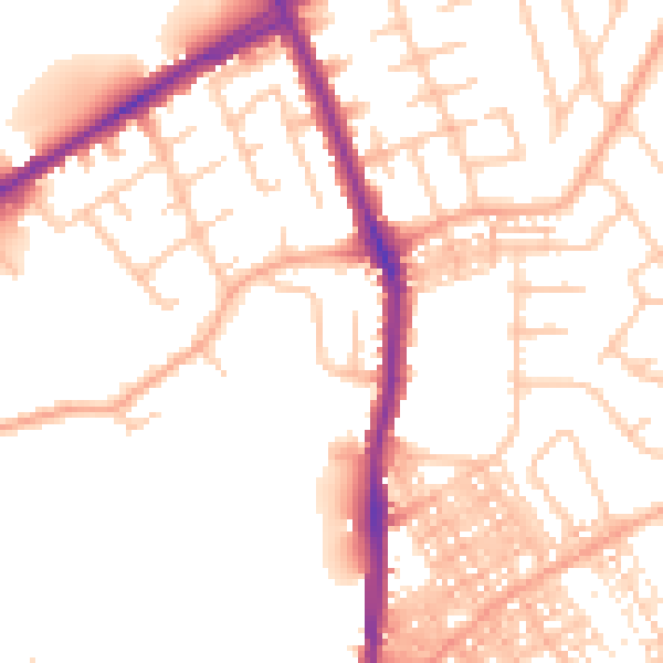Daytime road noise heatmap for ST1 6BH