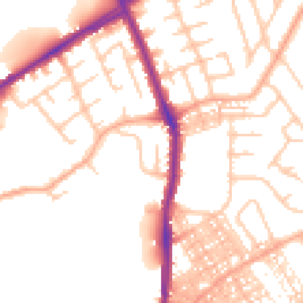Daytime road noise heatmap for ST1 6BJ