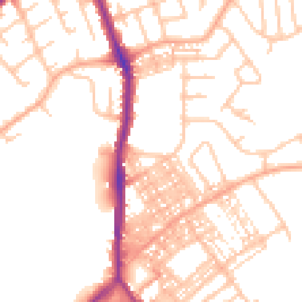 Daytime road noise heatmap for ST1 6DA