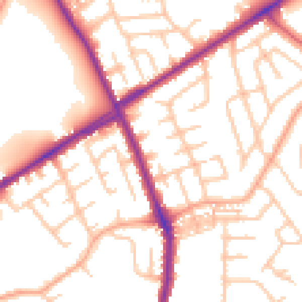 Daytime road noise heatmap for ST1 6DJ