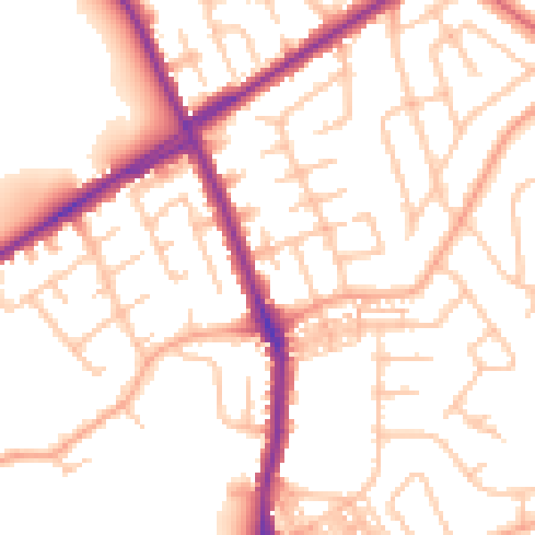 Daytime road noise heatmap for ST1 6DN