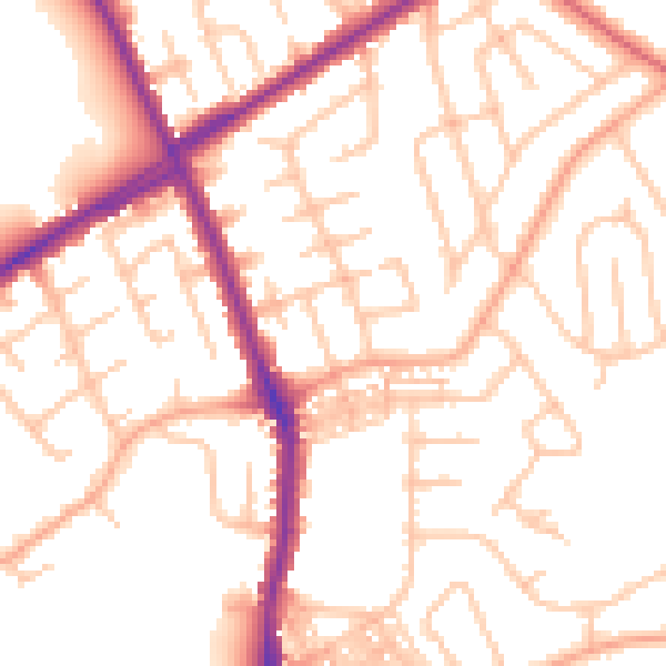 Daytime road noise heatmap for ST1 6DP