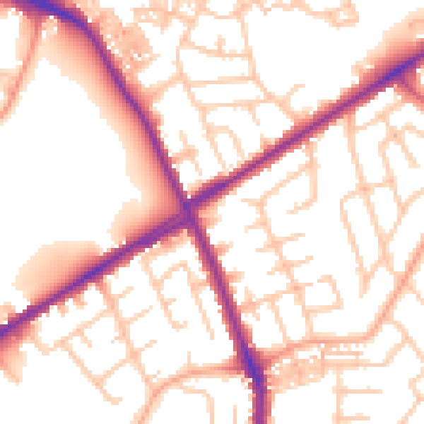 Daytime road noise heatmap for ST1 6DQ