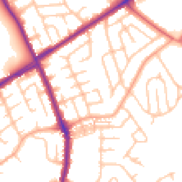 Daytime road noise heatmap for ST1 6DR