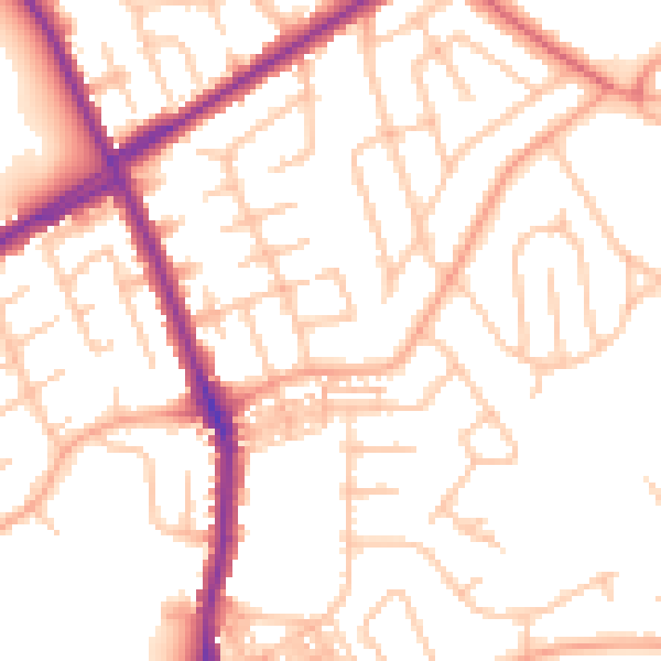 Daytime road noise heatmap for ST1 6DT