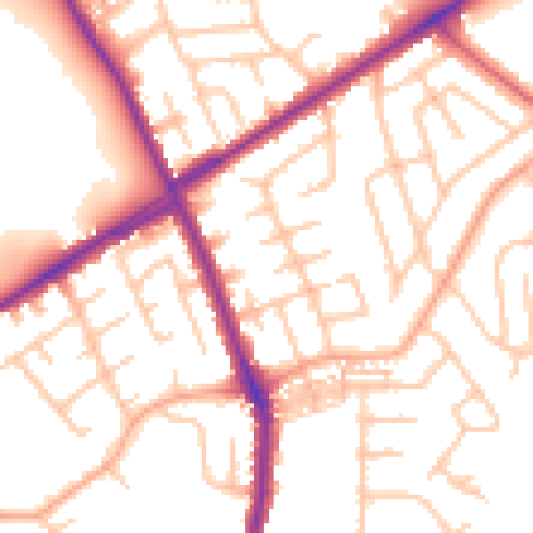 Daytime road noise heatmap for ST1 6DY