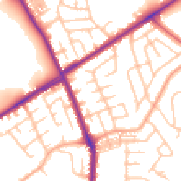 Daytime road noise heatmap for ST1 6EB