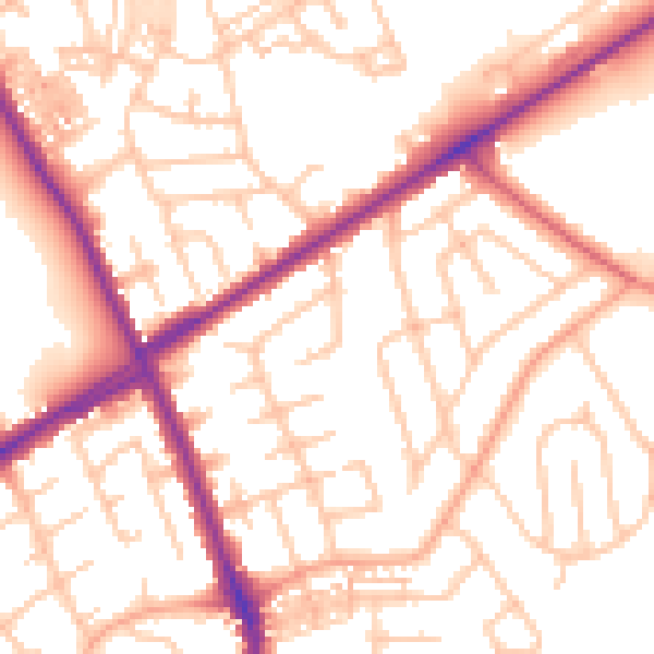 Daytime road noise heatmap for ST1 6EF