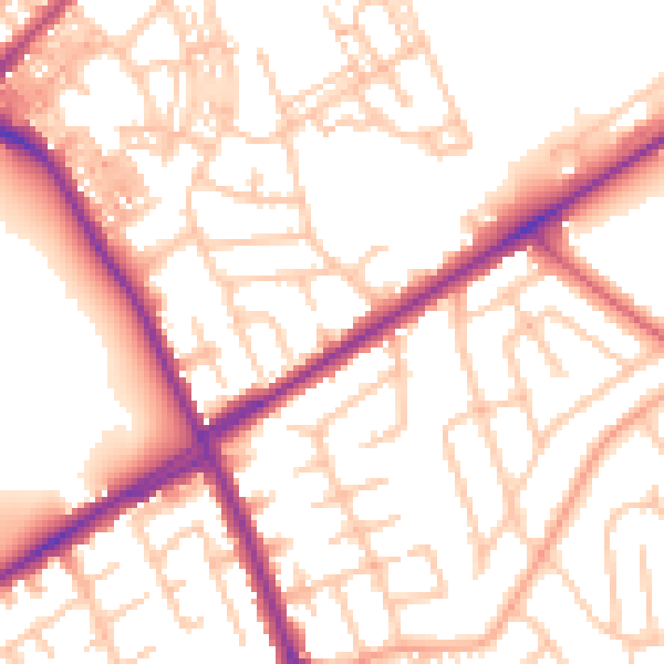 Daytime road noise heatmap for ST1 6EG