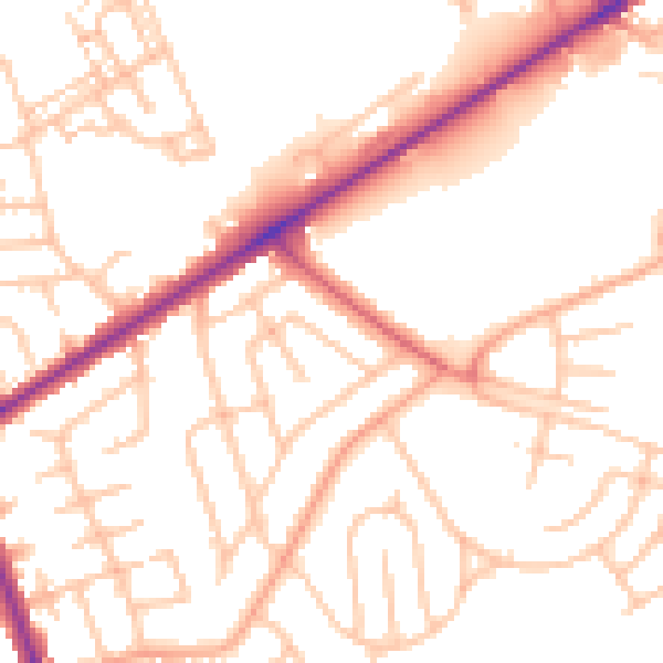 Daytime road noise heatmap for ST1 6ES