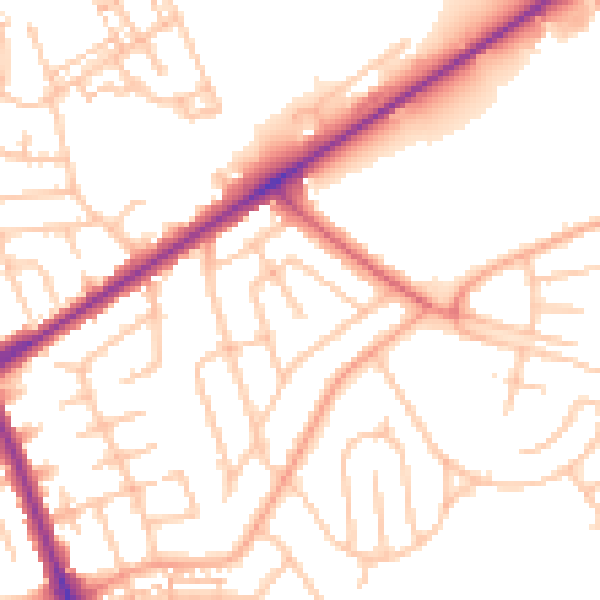 Daytime road noise heatmap for ST1 6ET