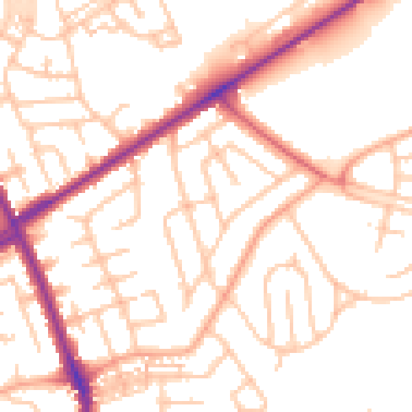 Daytime road noise heatmap for ST1 6EX