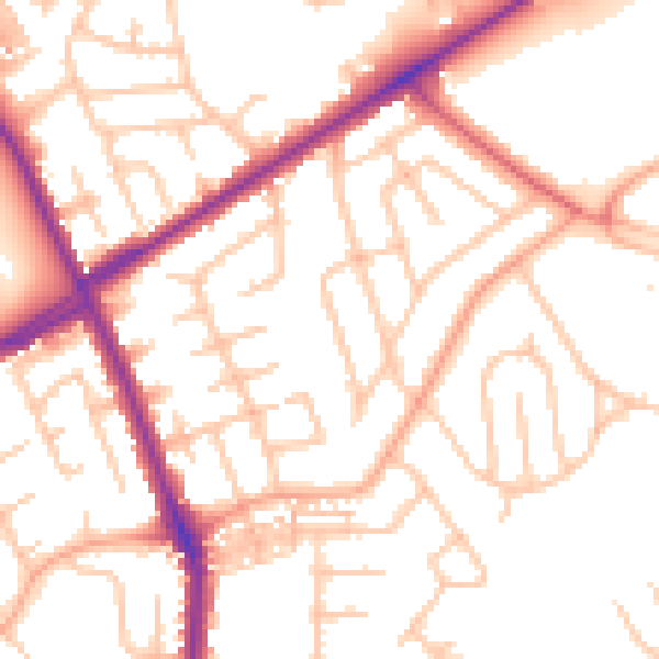 Daytime road noise heatmap for ST1 6EY