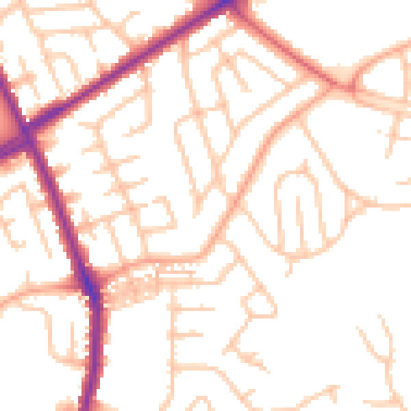 Daytime road noise heatmap for ST1 6HA