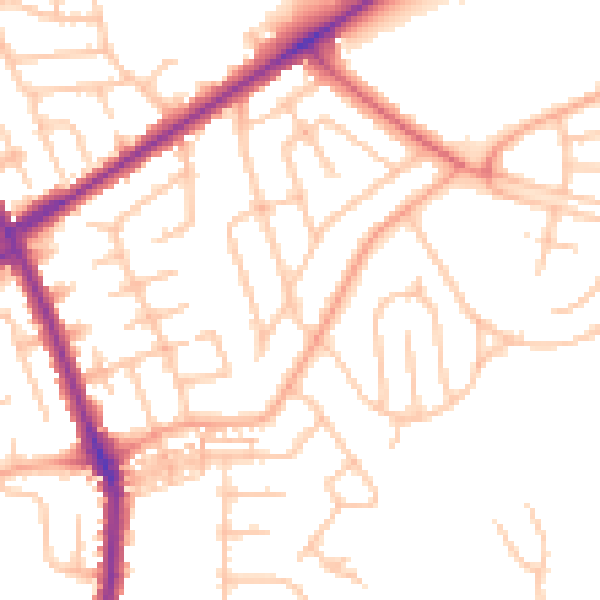 Daytime road noise heatmap for ST1 6HB