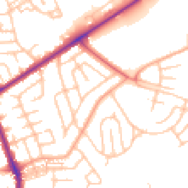 Daytime road noise heatmap for ST1 6HU