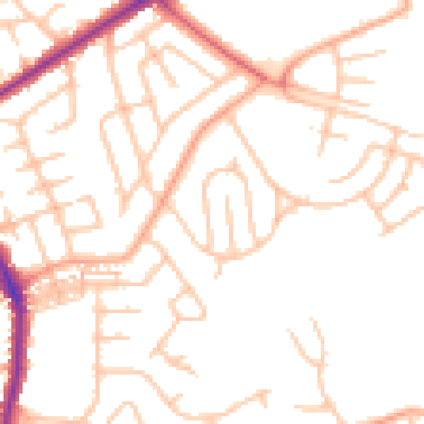 Daytime road noise heatmap for ST1 6HW