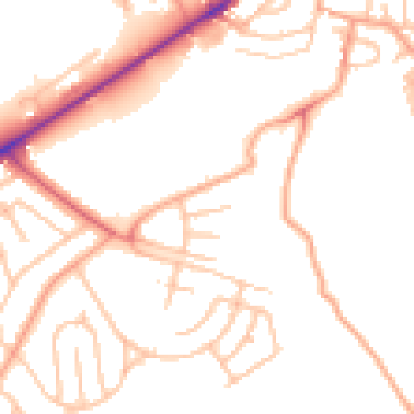 Daytime road noise heatmap for ST1 6LD