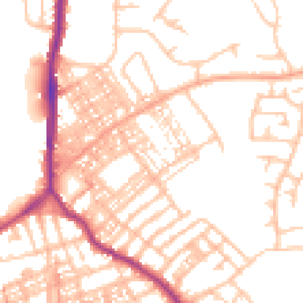 Daytime road noise heatmap for ST1 6LW