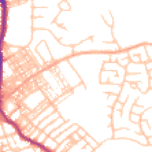 Daytime road noise heatmap for ST1 6LX