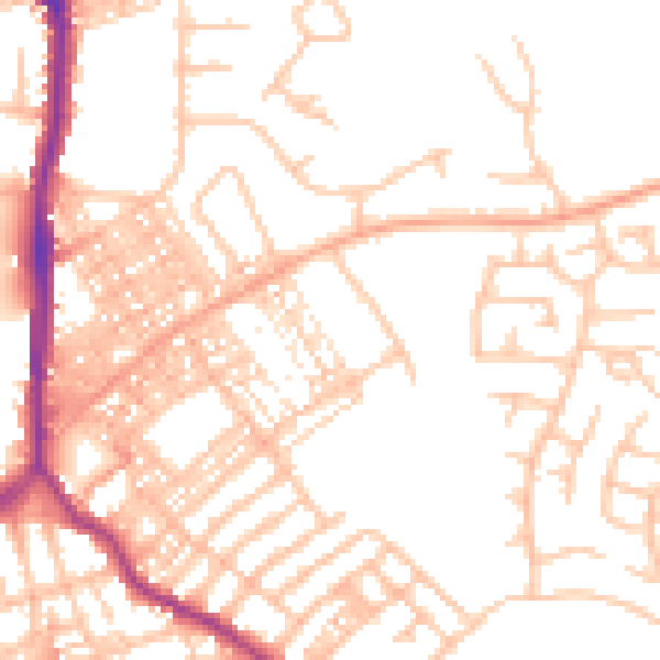 Daytime road noise heatmap for ST1 6LY