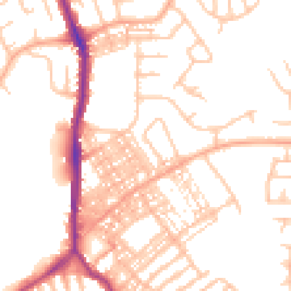 Daytime road noise heatmap for ST1 6NE