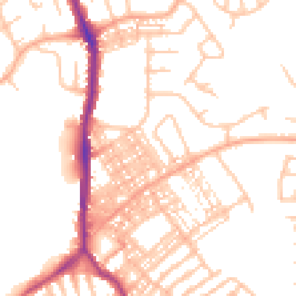 Daytime road noise heatmap for ST1 6NG