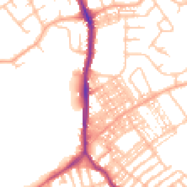 Daytime road noise heatmap for ST1 6NN