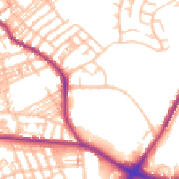 Daytime road noise heatmap for ST1 6QN