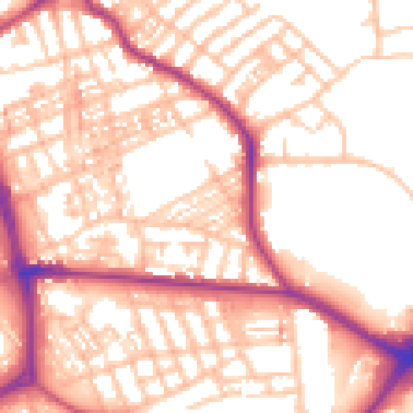 Daytime road noise heatmap for ST1 6QY