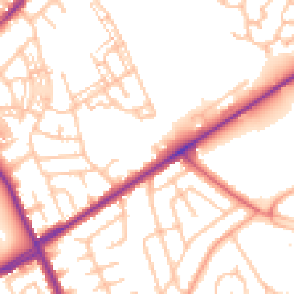 Daytime road noise heatmap for ST1 6SY