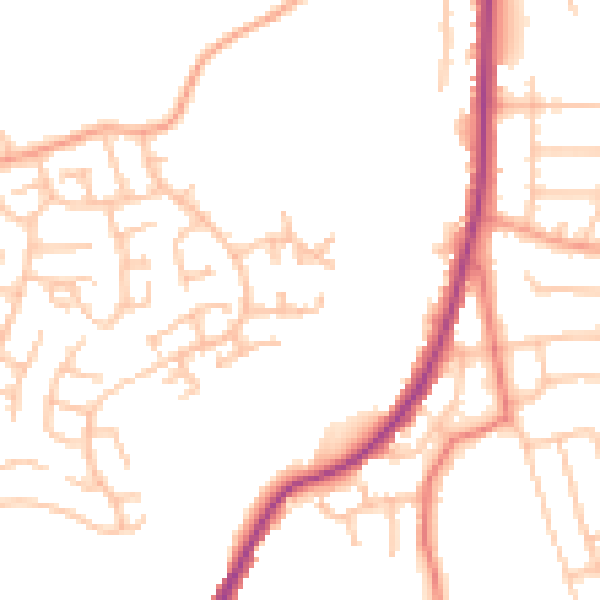 Daytime road noise heatmap for ST1 6TQ