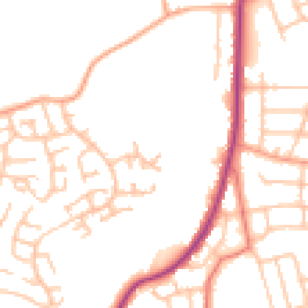 Daytime road noise heatmap for ST1 6UB
